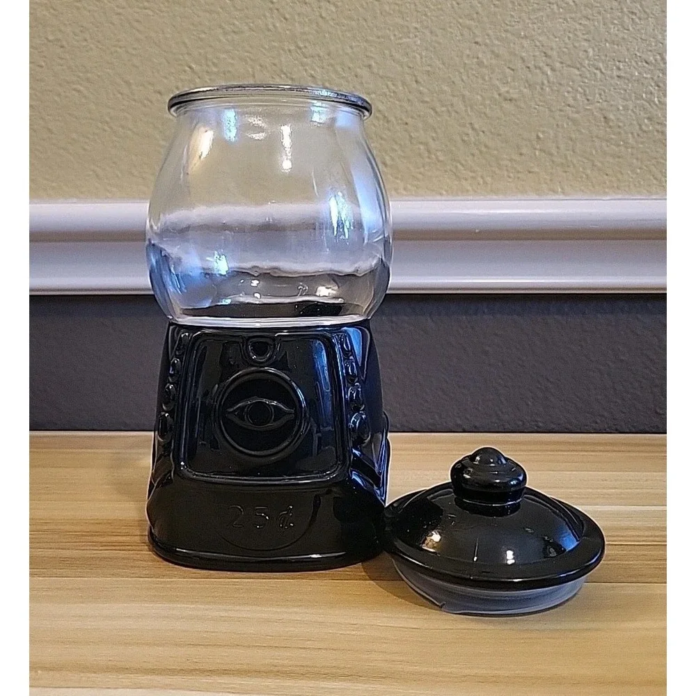 Target Halloween Black Glass Gumball Machine Candy Jar Canister All Seeing Eye